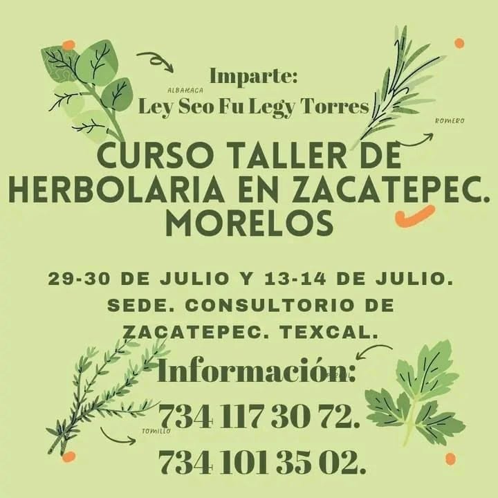 Curso taller de Herbolaria en Zacatepec · imparte Ley Seo Fu
